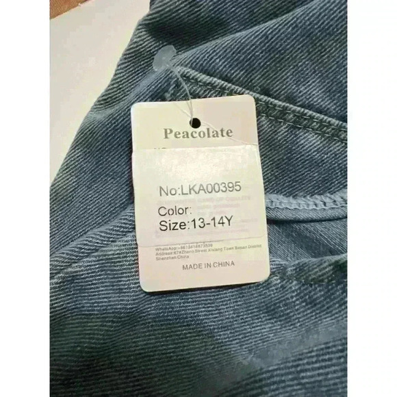 Girl's Youth Peacolate Blue Denim Jumpsuit Overalls NWT Size  13-14Y - Picture 10 of 13